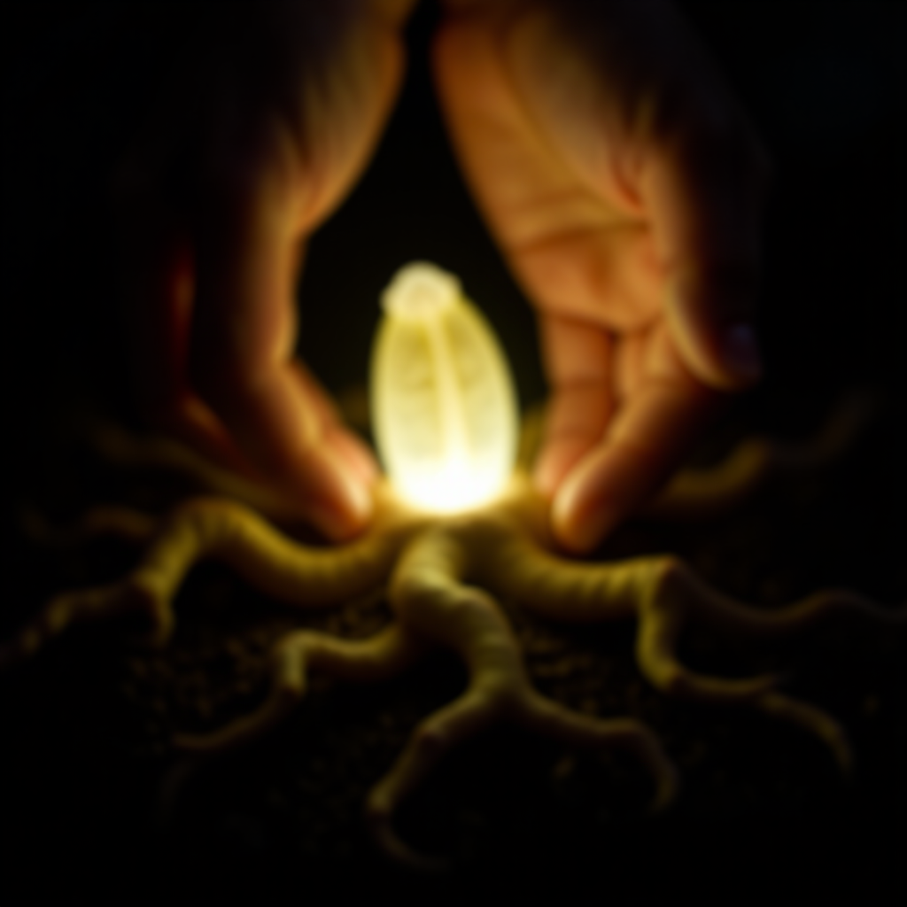 A perfect self-replicating snowflake within a translucent Docker container, glowing with digital light