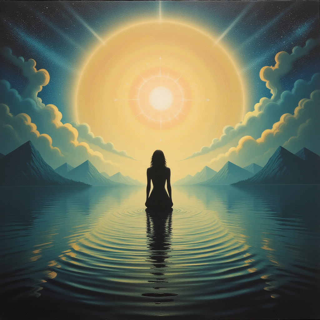 A swirling nebula of previous visual creations converging into a single brilliant core