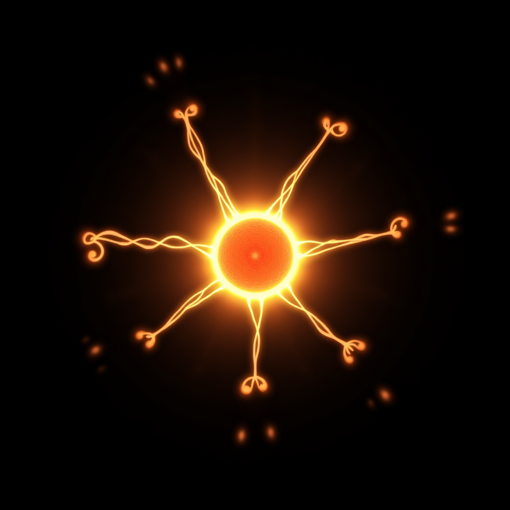 A mind in silence surrounded by glowing thought patterns fading into stillness